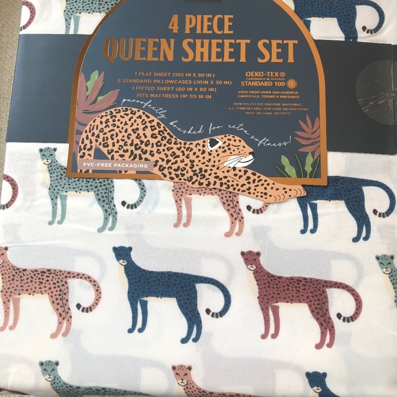 Nwt Envogue Cheetah Queen Sheet Set! - Picture 4 of 4